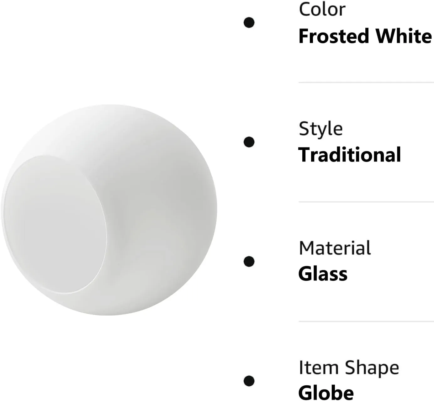 3 Pack Fixture Replacement Globe Shade, 6 Inch Diameter, E26 Base 1-5/8 Inch Fitter, Glass Globe Lampshade Cover for Pendant Wall Sconce Chandelier Vanity Light (3 Pack 6 Inch White Frosted Glass)