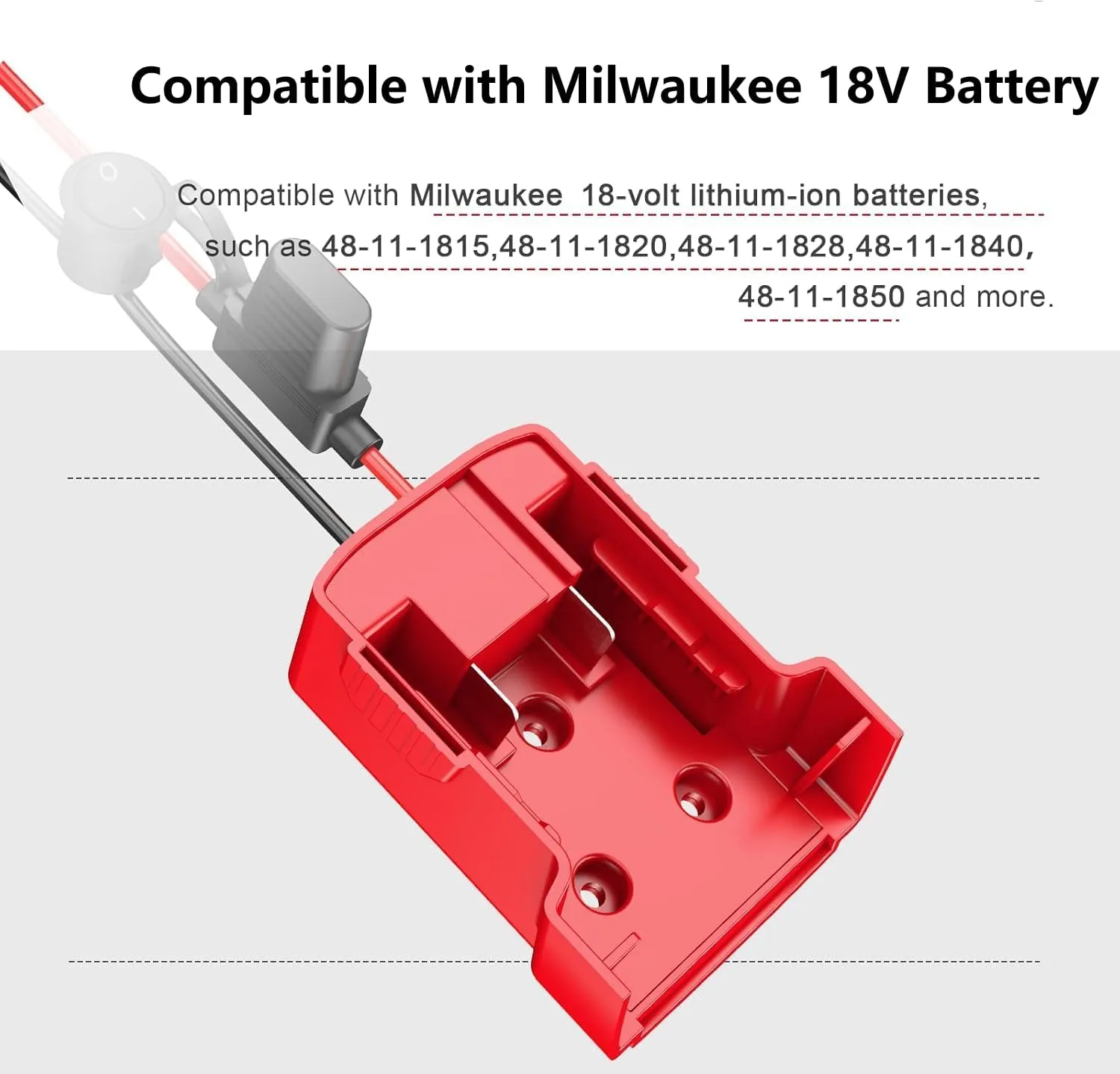 3 Packs Power Wheel Adapter Compatible with Milwaukee 18V Battery Adapter Power Wheel Battery Converter Kit with Fuse & Switch & Wire Terminals & 12 AWG Wire for DIY RC Car Toys Robotics