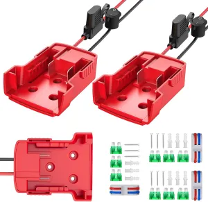 3 Packs Power Wheel Adapter Compatible with Milwaukee 18V Battery Adapter Power Wheel Battery Converter Kit with Fuse & Switch & Wire Terminals & 12 AWG Wire for DIY RC Car Toys Robotics