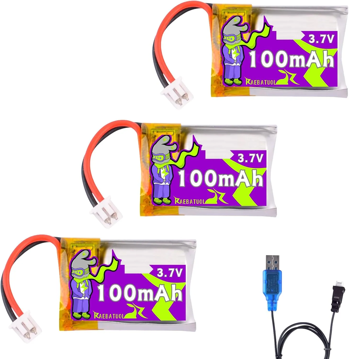3 Pcs 3.7V Mini PH1.25 Plug(White) LiPo Batteries, Fit for Cheerson CX-10 Mini 2.4G 4CH 6 Axis LED WLtoys V272Estes Proto X, Syncro X, Hubsan Q4 Nano RC Quadcopter Toy Drone,with Charger