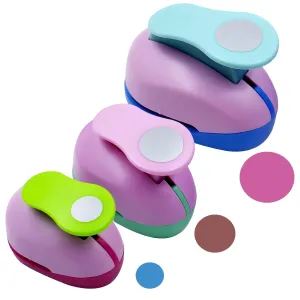 3-Piece Circle Punch Set with Lever Mechanism, Round Shape Paper Punches for Scrapbooking and Card Making, 3 Sizes (0.35, 0.63, 0.98)