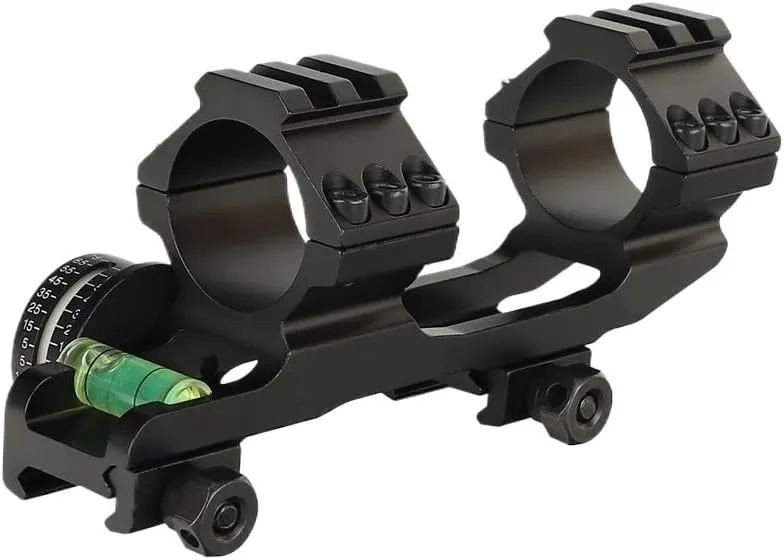 30mm Adjustable Scope Mount with Picatinny Compatible Rail – Integrated Bubble Level & Angle Scale, Aluminum Modular Platform