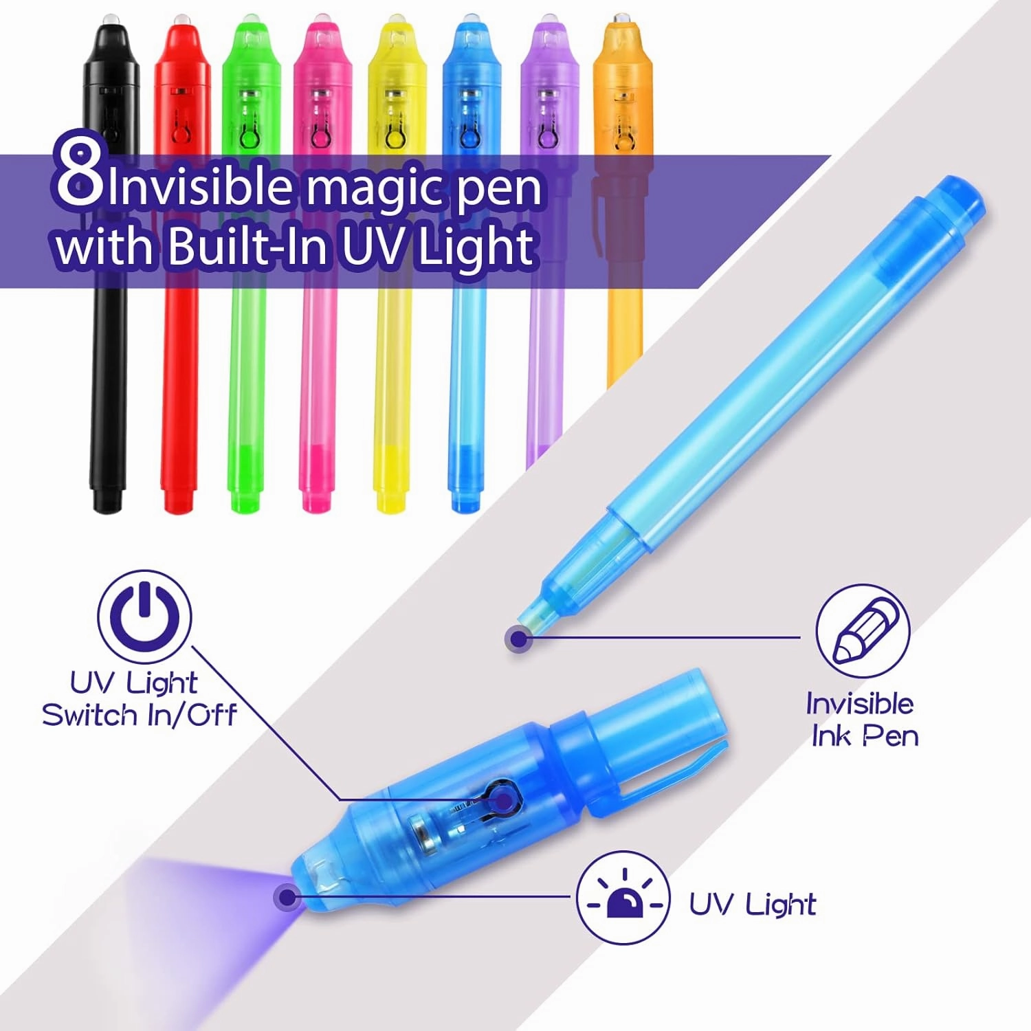 32Pcs Invisible Ink Pen With UV Light for Kids Magic Party Favors, Spy Writing Secret Message, Goodies Bags Toy, Class Gift