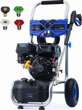 3500 PSI Gas Pressure Washer, 2.3 GPM Gas Power Washer with 209CC Engine, 25FT Hose, 4 Quick-Connect Nozzles, High Pressure Washer for Cleaning Walls, Vehicles, Gardens, Driveways, Concrete