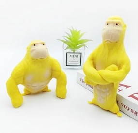 3 Pack Glue-Sand Filled Rubber Gorilla,Funny Squeeze Fidget Squishy Monkey Toy,Animal High-Elastic Stretchable,Decompression Toy for Adults Kids Relief Classroom Prize Favors Gift Stuffers (Yellow)