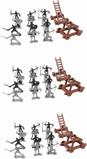 3 Sets Medieval Soldier Model with Siege Vehicle Educational Scene for Realistic Plaything Enhances Imagination and Creativity Design for Fun