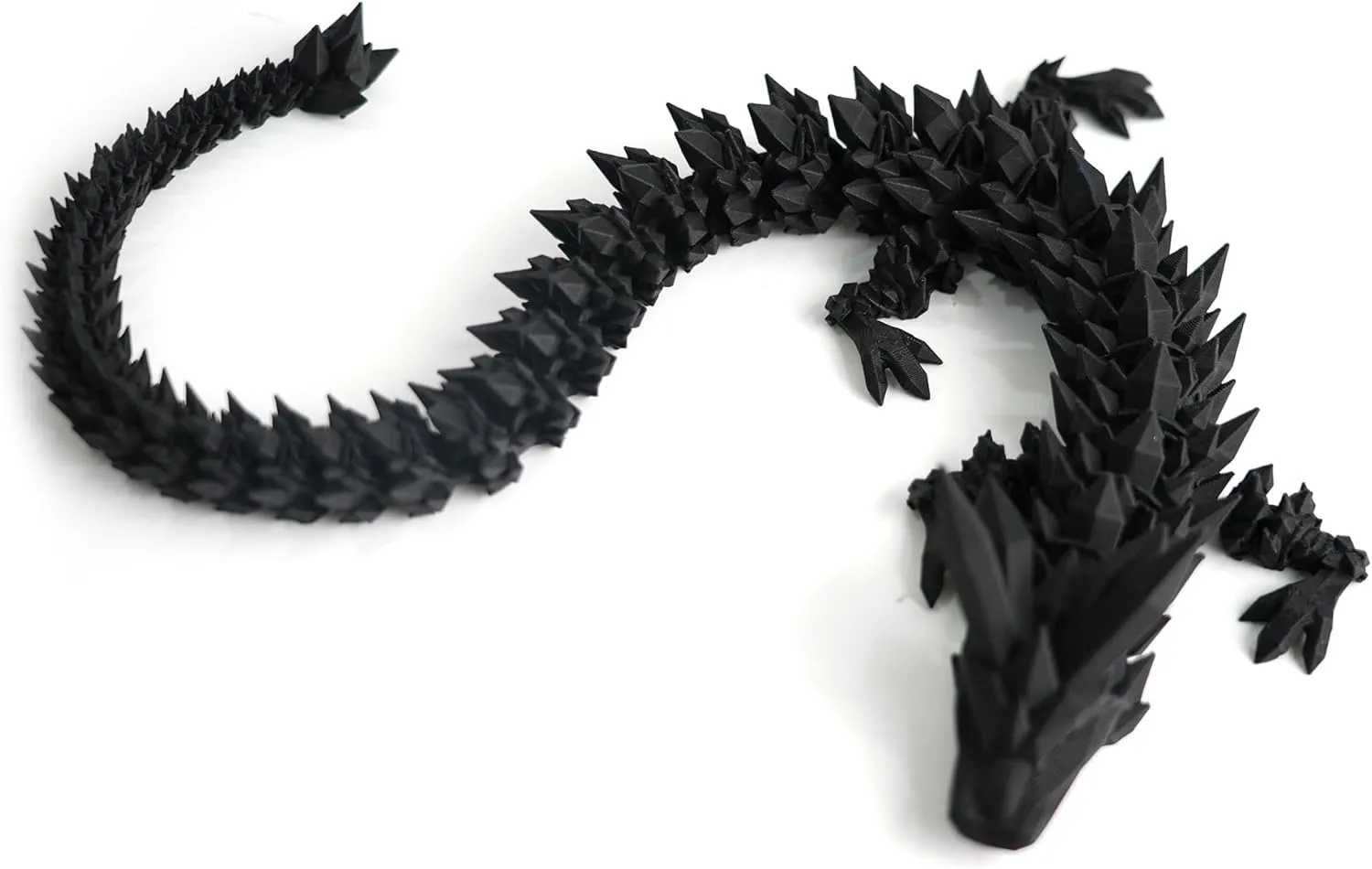 3D Printed Dragon Fidget Toy, Articulated Dragon Gift for Birthday, Figurine Decor - Black