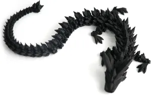 3D Printed Dragon Fidget Toy, Articulated Dragon Gift for Birthday, Figurine Decor - Black