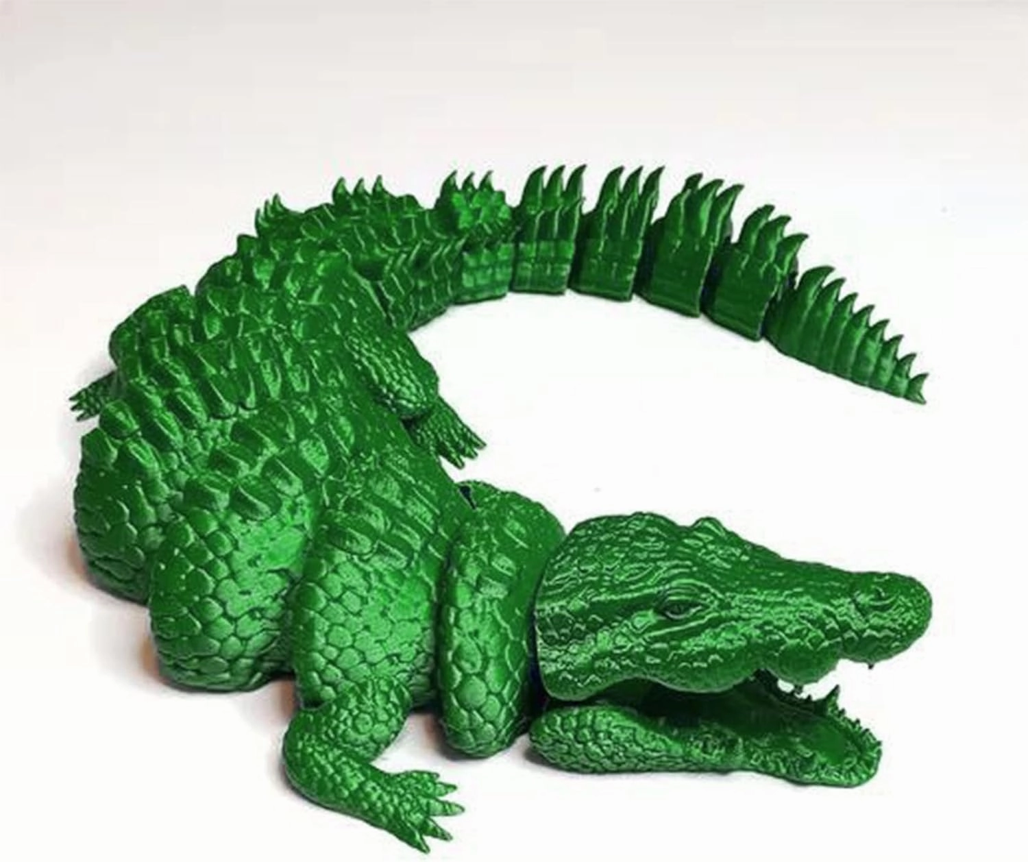 3D Printed Toys Crocodile Toy/Dragon Ornament, Relief Anxiety Crocodile Action Figures, 3D Printer Rotatable and Poseable Articulated Crocodile/ Dragon Toys for Adults (13in-Green)