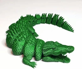 3D Printed Toys Crocodile Toy/Dragon Ornament, Relief Anxiety Crocodile Action Figures, 3D Printer Rotatable and Poseable Articulated Crocodile/ Dragon Toys for Adults (13in-Green)