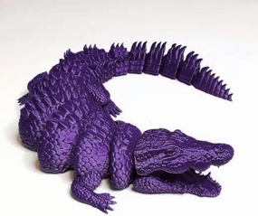 3D Printed Toys Crocodile Toy/Dragon Ornament, Relief Anxiety Crocodile Action Figures, 3D Printer Rotatable and Poseable Articulated Crocodile/ Dragon Toys for Adults (13in-Purple)