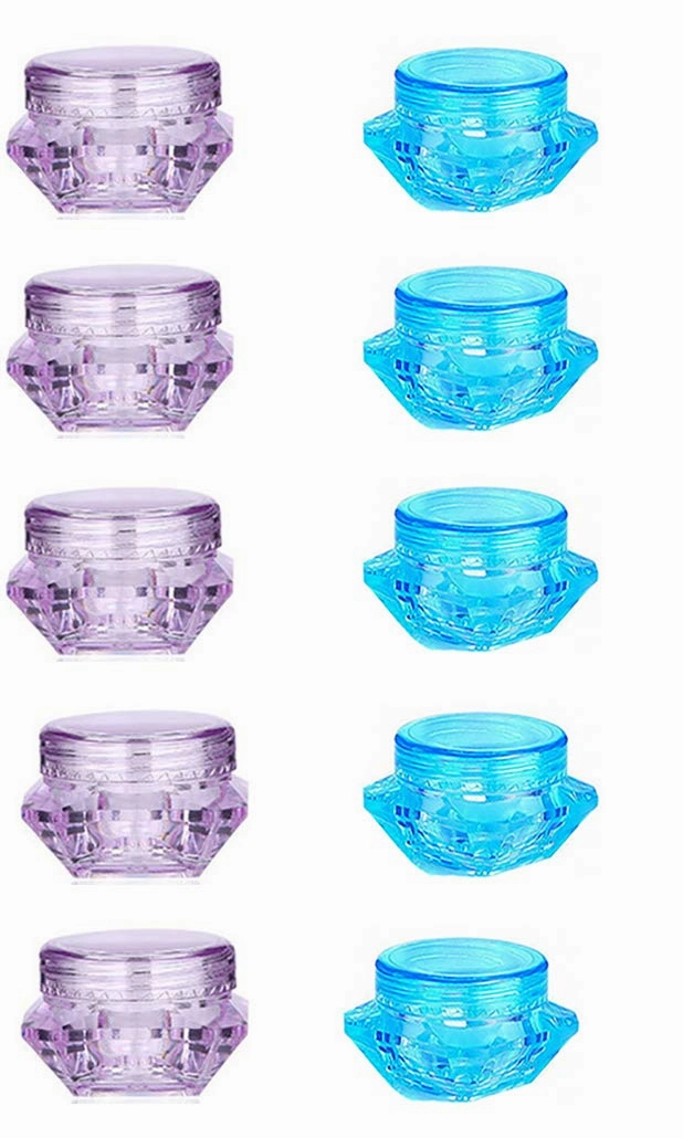 3g Eye Shadow Box 20PCS Blue Wide Mouth Plastic Bottle Trial Sample Bottling 20PCS Purple Cosmetic Container Empty Cosmetic 3G/3ML Plastic Bottle for Eye Shadow, Eye Cream Box, Powder, Paint