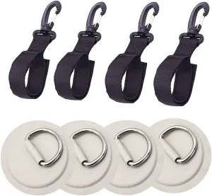 4 Pieces Kayak Paddle Holder Kayak Paddle Clip Kayak Paddle Storage Clip Kayak Paddle Keeper Include 4 Pieces D-Ring Patch for Kayak PVC Inflatable Boat Paddle Board