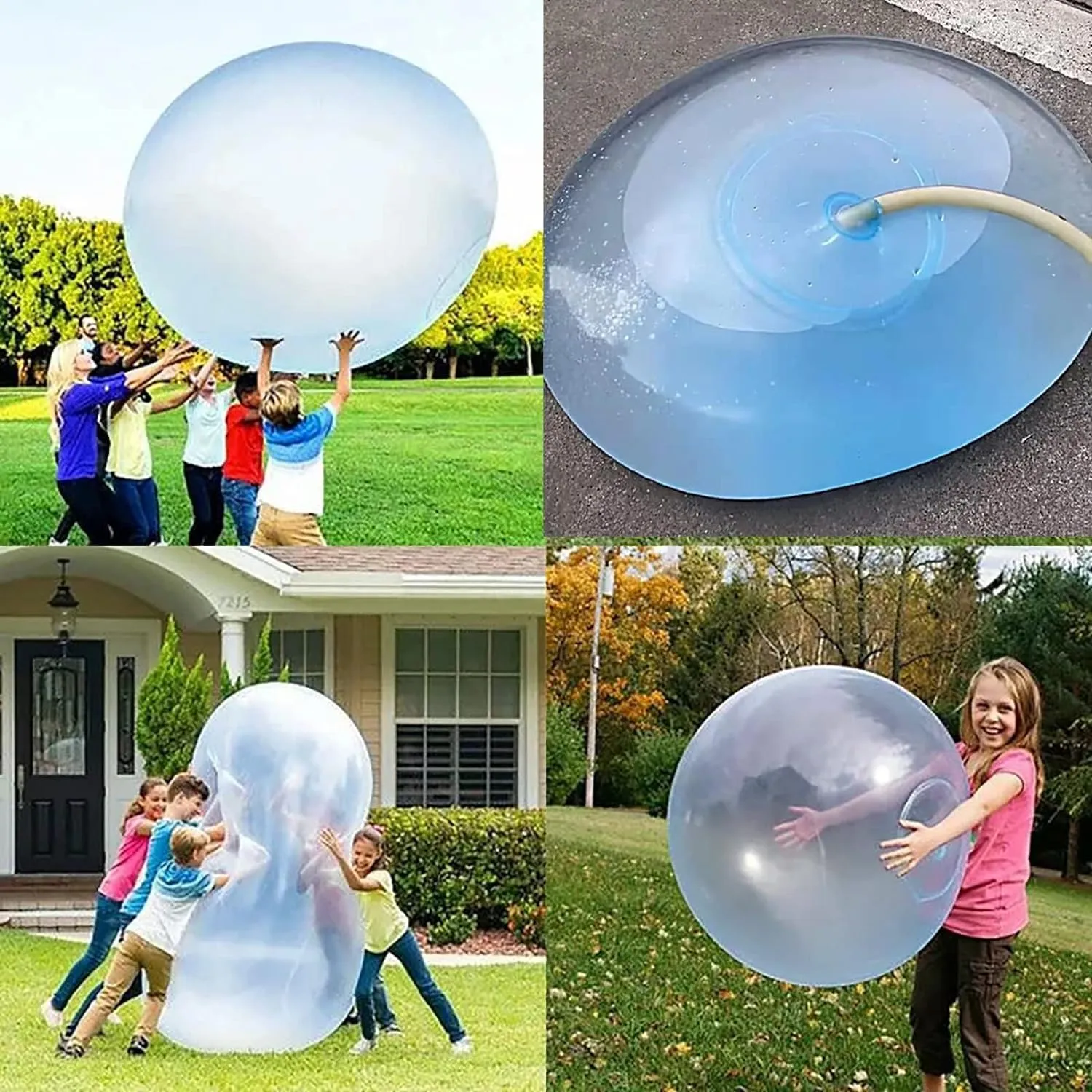 47'' Giant Bubble Ball Toy for Adults Inflatable Fun Ball Water Injection Bubble Ball Balloons Beach Garden Ball Soft Rubber Ball for Outdoor Indoor Party (Blue)