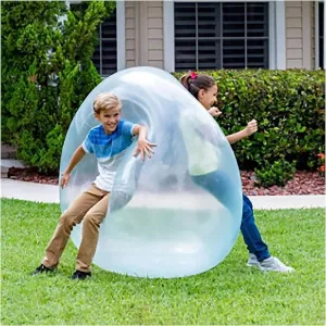47'' Giant Bubble Ball Toy for Adults Inflatable Fun Ball Water Injection Bubble Ball Balloons Beach Garden Ball Soft Rubber Ball for Outdoor Indoor Party (Blue)
