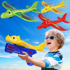 4 5 6 7 8 Year Old Boys Girls Birthday Gift, 3 Pack Dinosaur Foam Airplanes for Kids 4-12, Outdoor Flying Toy for Kids Ages 4-8, B-Day Party Supplies, YYD-010