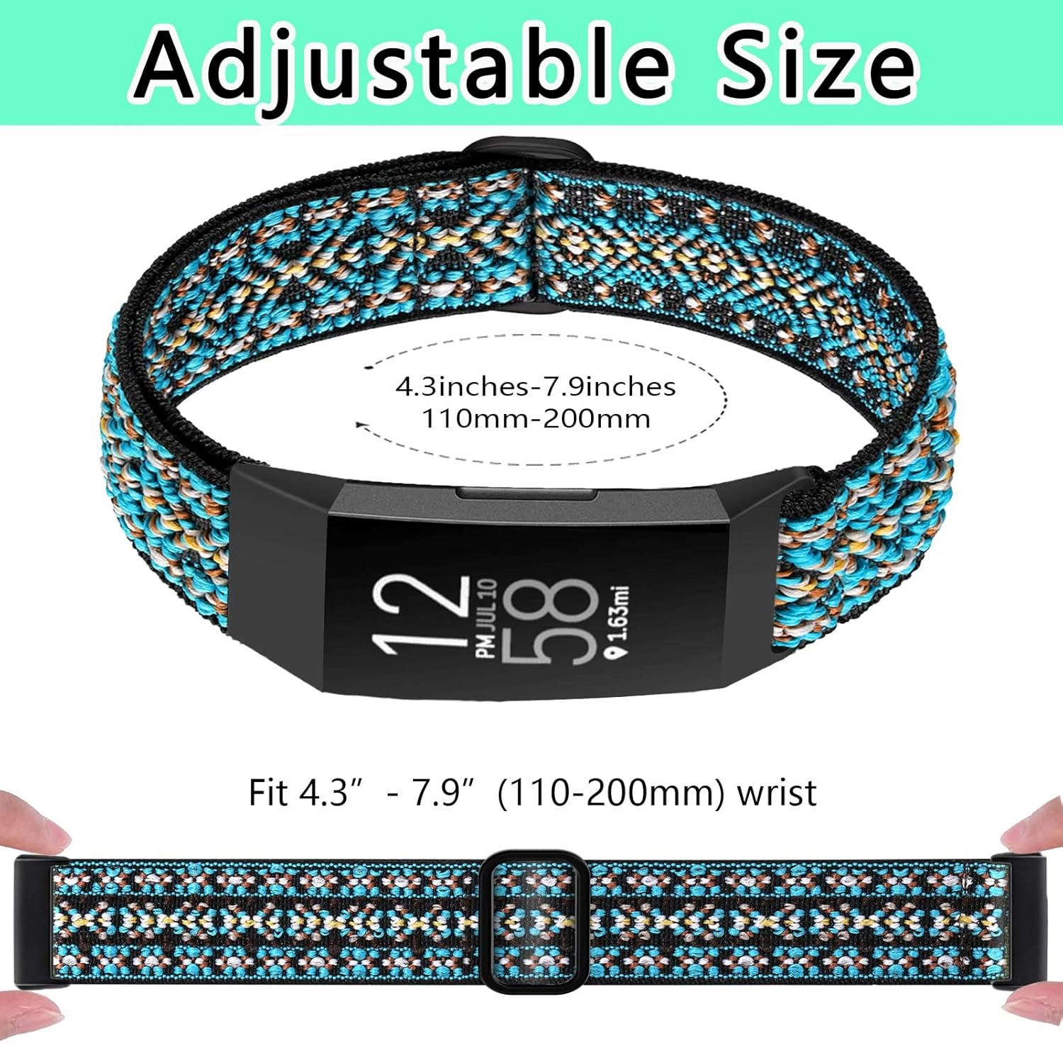 4 Pack Stretchy Band Compatible with Fit bit Charge 4 Bands/ Charge 3 Band/ Charge 3SE Smart Watch Wristbands for Women Men, Breathable Adjustable Loop Nylon Replacement Straps Elastic Charge 3 Wristbands for Women Men
