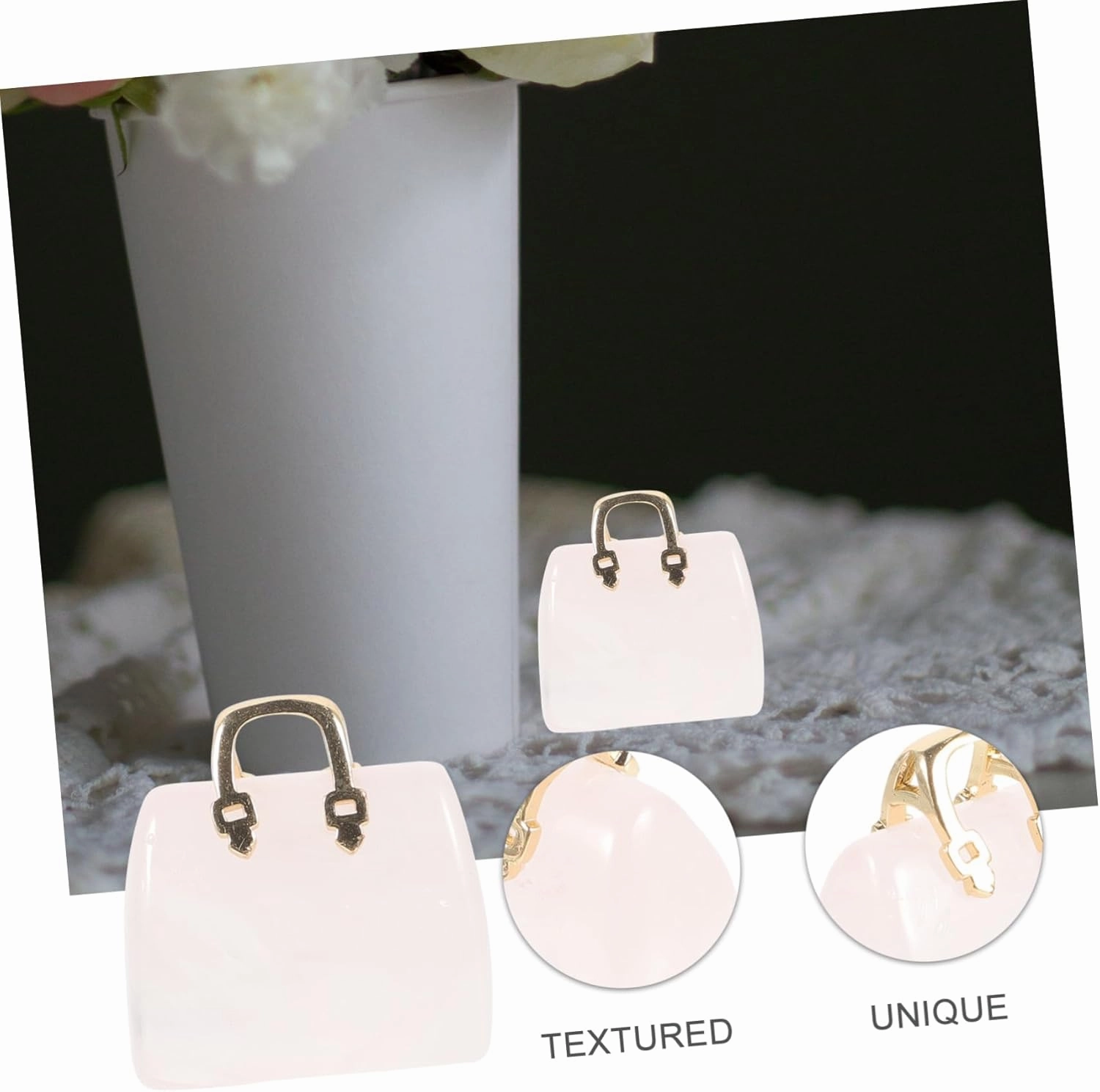 4pcs Cute Handbag Figurine Statue Crystal Rocks Photo Prop Living Room Decor