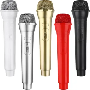 5 Pieces Microphone Prop Play Plastic Toy Microphone Fake Microphone Prop Simulate Speech Practice Plastic Microphone Plastic Fake Microphone Stage Mic Prop for Boys Girls Costume Party Favors 5 Color