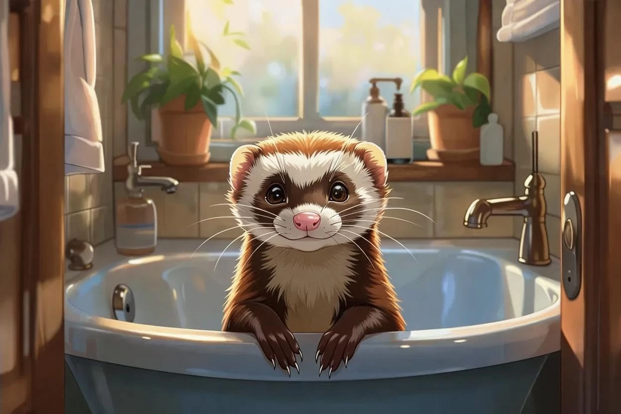 500 Pieces Puzzle for Adult Ferret in Bathroom Anime Wooden Jigsaw Puzzles Challenging Educational Fun Interactive Toys for Family Creative Gift