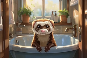 500 Pieces Puzzle for Adult Ferret in Bathroom Anime Wooden Jigsaw Puzzles Challenging Educational Fun Interactive Toys for Family Creative Gift
