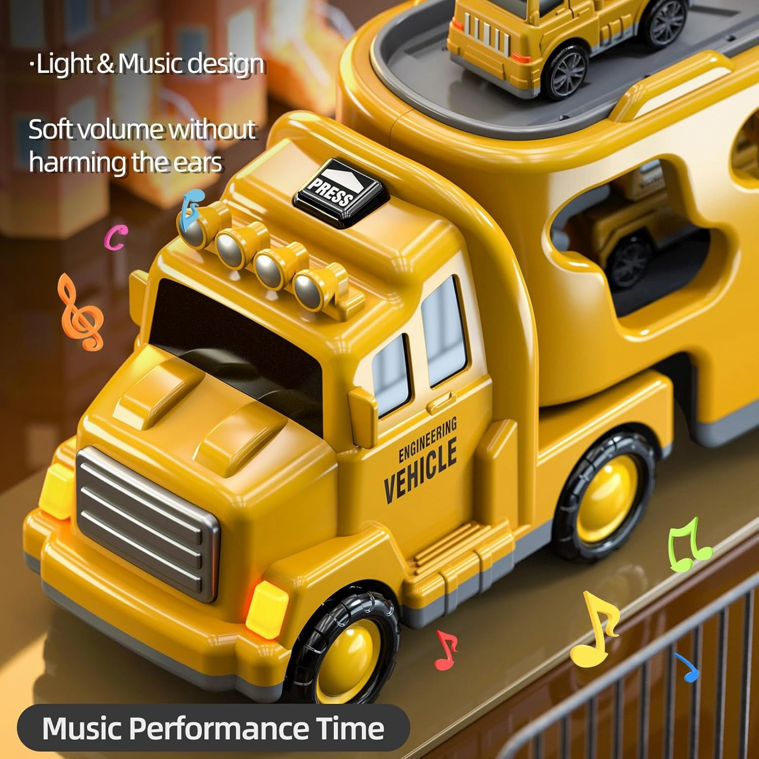 5 in 1 Construction Trucks Cars Toys for Toddlers 3-5, Boy Toddler Car Truck Toys with Light Sound, Birthday Gifts Toys for 3 4 5 Year Old Boy