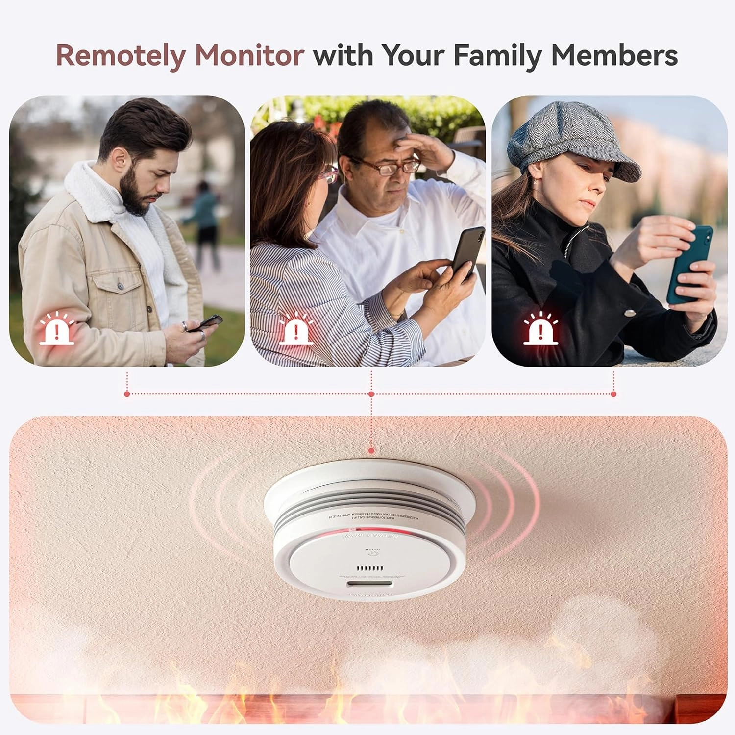 5 Packs Wi-Fi Smoke Detector Carbon Monoxide Detector Combo with App Notifications, Smart Smoke and Carbon Monoxide Detector with LCD Display & Replaceable Battery, Compatible with Tuya Smart