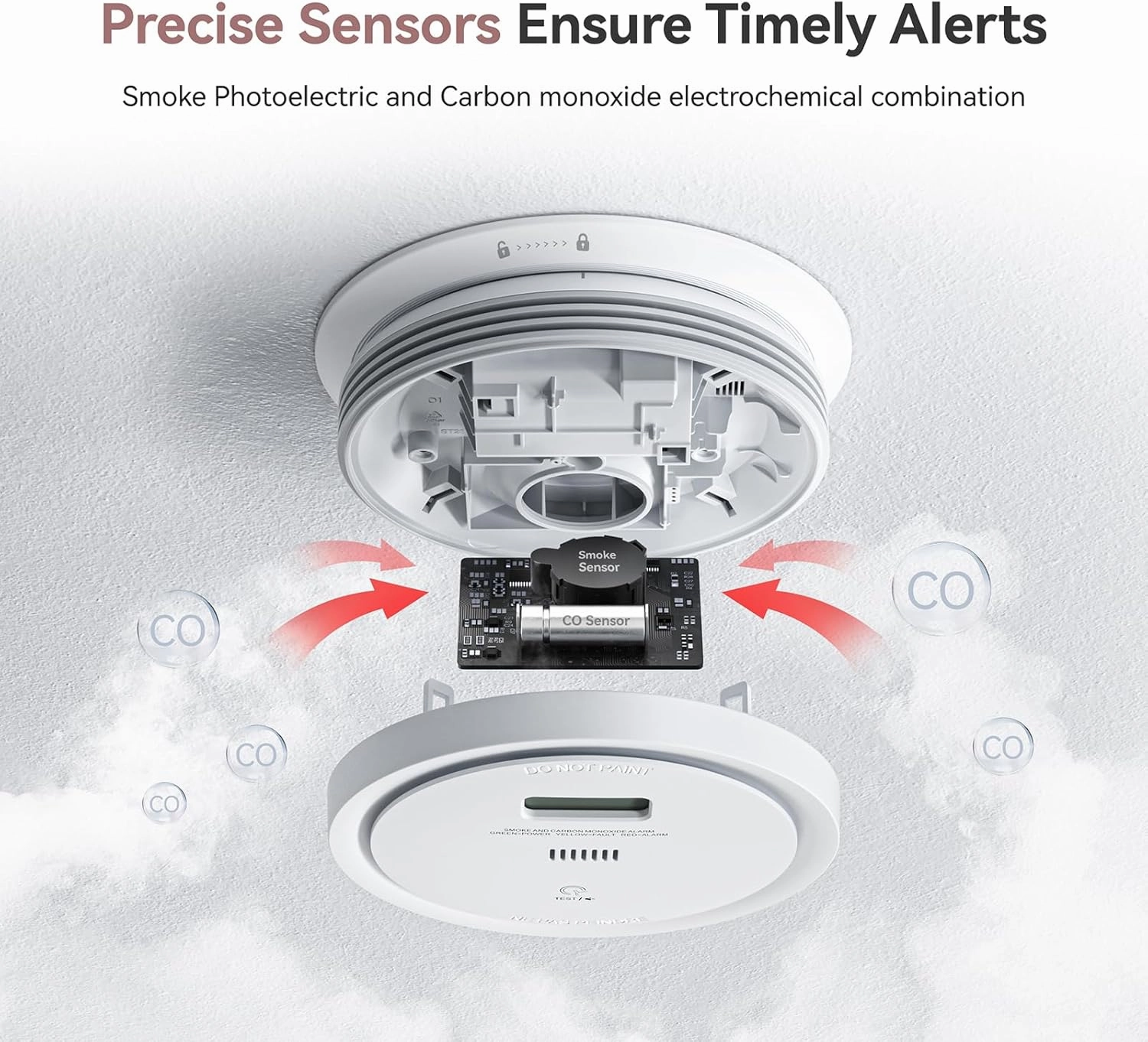 5 Packs Wi-Fi Smoke Detector Carbon Monoxide Detector Combo with App Notifications, Smart Smoke and Carbon Monoxide Detector with LCD Display & Replaceable Battery, Compatible with Tuya Smart