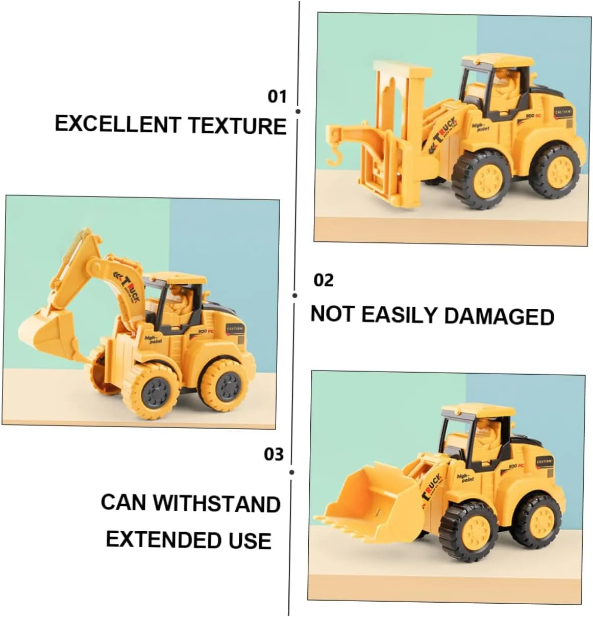 5pcs Boys and Girls Mini Excavator Toys Smooth Plastic Surface Pull Back Toy Car for Boys Girls Random Style