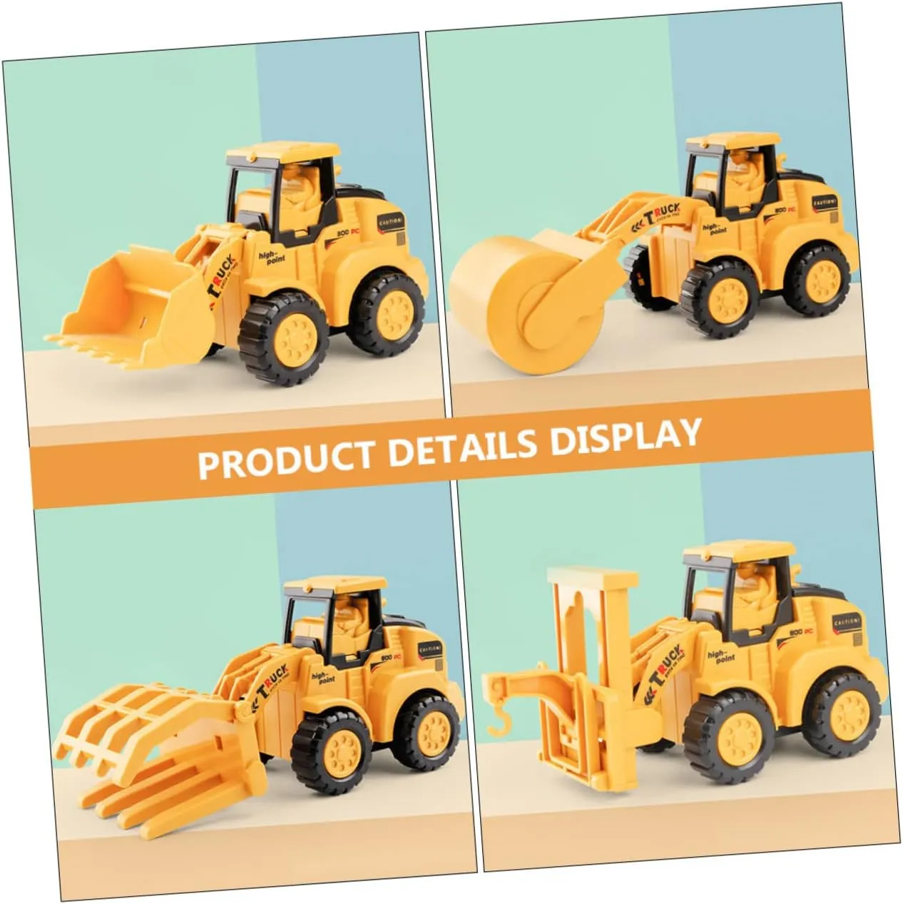 5pcs Boys and Girls Mini Excavator Toys Smooth Plastic Surface Pull Back Toy Car for Boys Girls Random Style
