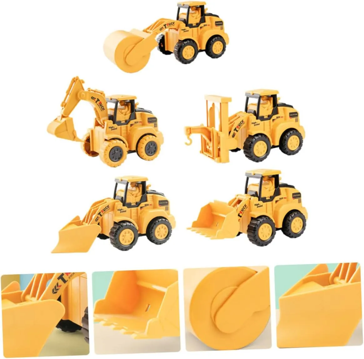 5pcs Boys and Girls Mini Excavator Toys Smooth Plastic Surface Pull Back Toy Car for Boys Girls Random Style