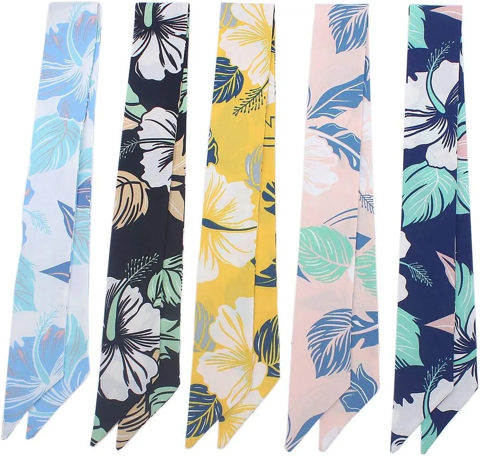 5pcs Creative Leaves Design Bag Handbag Handle Ribbon Scarf Hair Head Band Neck Scarf Neckerchief Scarf Fashion Gifts