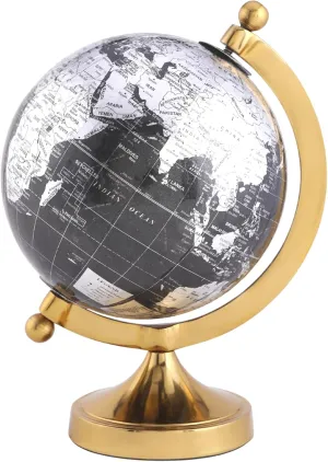 5" Black Globe of The World with Gold Stand (NOT PLASTIC!) For Bookcase Decorative Home Desk Table Office Decor Bookcase Shelf Decor Globe 5 Inch