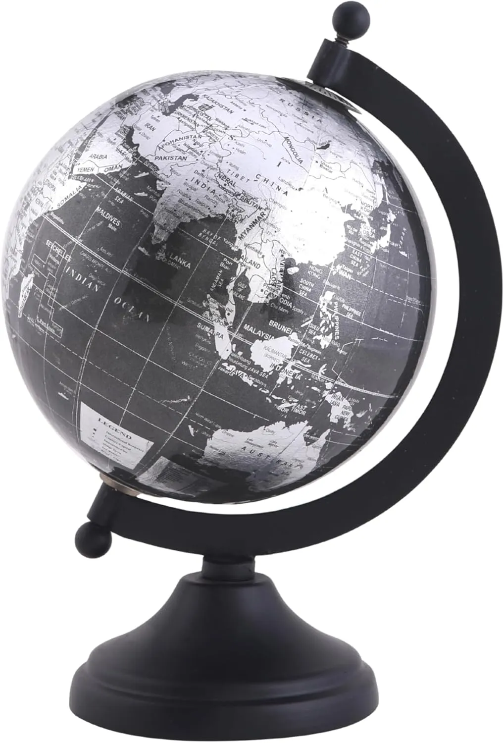 5" World Globe With Sturdy Metal Stand (NOT PLASTIC!) - Desktop Globes For Home Desk Table Office Decor - Book Shelf Decor Globe - 5 Inch - Metallic Black