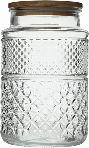 60 FL OZ Large Glass Storage Jar Food Storage Container with Airtight Bamboo Wooden Lid for Candy Snack Coffee Tea Nuts Airtight Glass Jars Kitchen Containers Cereal Canisters Vintage Glass Canisters