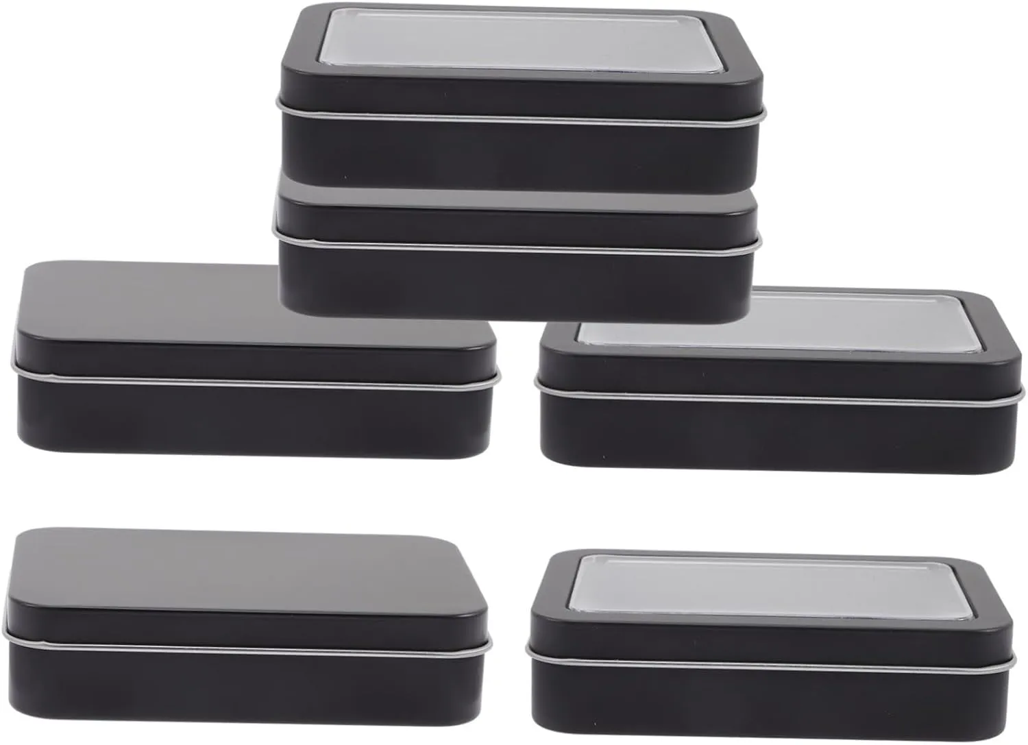 6Pcs Tinplate Card Deck Storage Boxes with Lid Compact Organizers for Game and Accessories for Card Games and Collectibles