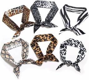 6pcs Creative Leopard Grain Series Bag Handbag Handle Ribbon Scarf Hair Head Band Neck Scarf Neckerchief Scarf Fashion Gifts
