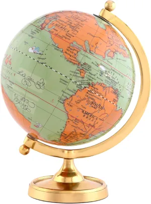 6" Light Green Earth Globe for Desk & Office Decor 6-inch Classy Desktop World Rotating Globe with Gold Stand (NOT PLASTIC!) Perfect for Bookshelf and Table - Unique Men's Office Decor Gifts
