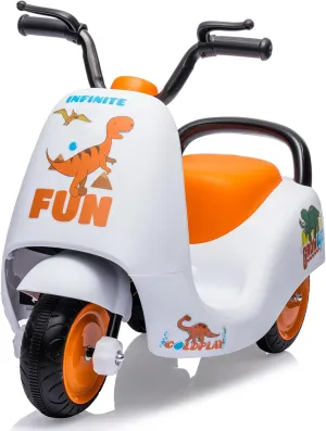 6V Kids Ride-On Motorcycle,Electric Pedal Motorbike Toy with 3 Wheels for Toddlers Aged 3-6 Years, Great for Boys and Girls(White)