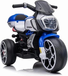 6V Kids Electric Motorcycle with Training Wheels, LED Lights & Music, Battery Powered Ride-On Toy Car w/Pedal, Gift for Boys Girls Ages 3-8, Lightweight Design, Outdoor Indoor Play- Blue