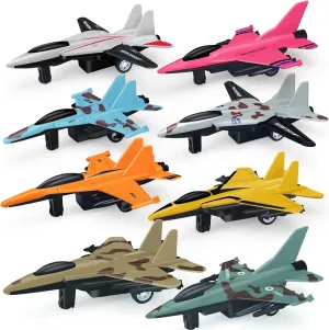 8 Pack Airplane Toy for 3 4 5 6-9 Years Old Boys, Diecast Metal Pull Back Airplanes Fighter Jet Aircraft Plane Model Military Toys for Kids Toddlers Birthday Gift Party Favors