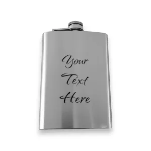 8oz PERSONALIZED Flask with your name and up to 3 lines RED, STAINLESS STEEL, BLACK, LEATHER