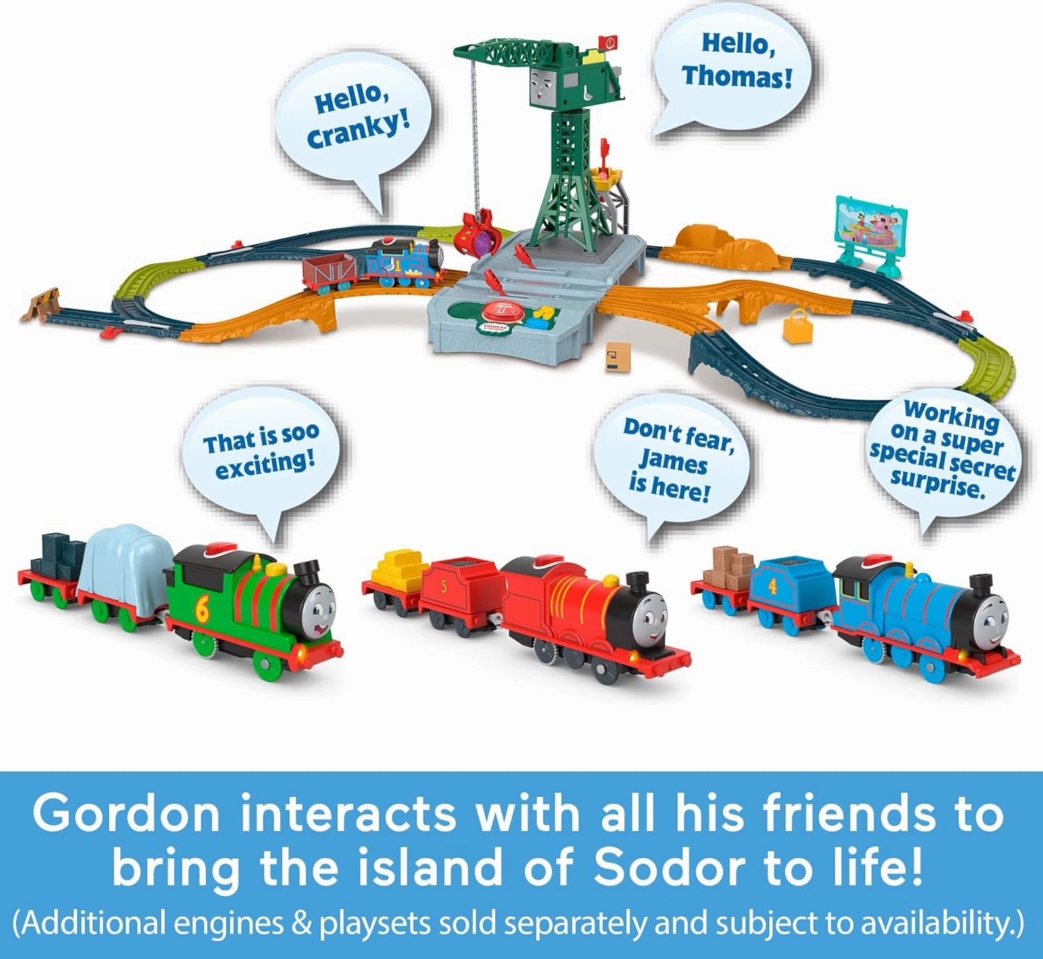 ​Thomas & Friends Motorized Toy Train Talking Gordon Battery-Powered Engine with Sounds & Phrases for Pretend Play Preschool Kids Ages 3  Years