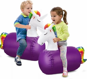 A2 Unleash The Fun: Ride on This Durable Purple Unicorn Inflatable Bouncer - Perfect for Kids 3 and Up