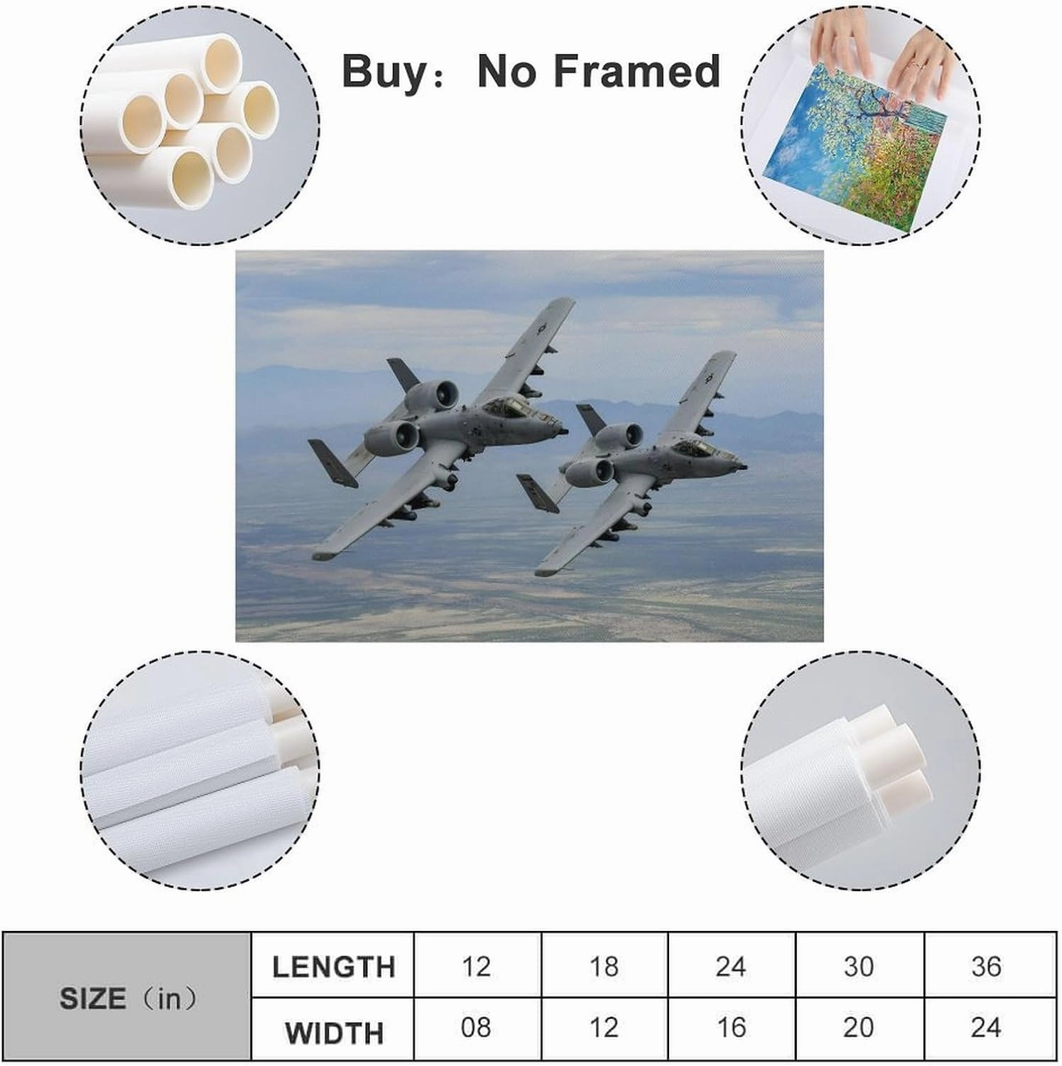 A-10 Thunderbolt II Warthog Aircraft World War II Military Poster U.S. Air Force Aircraft Picture Living Room Aircraft Cool Wall Decoration Men's Office Aviation Aircraft Large Wall Art Creative Gifts