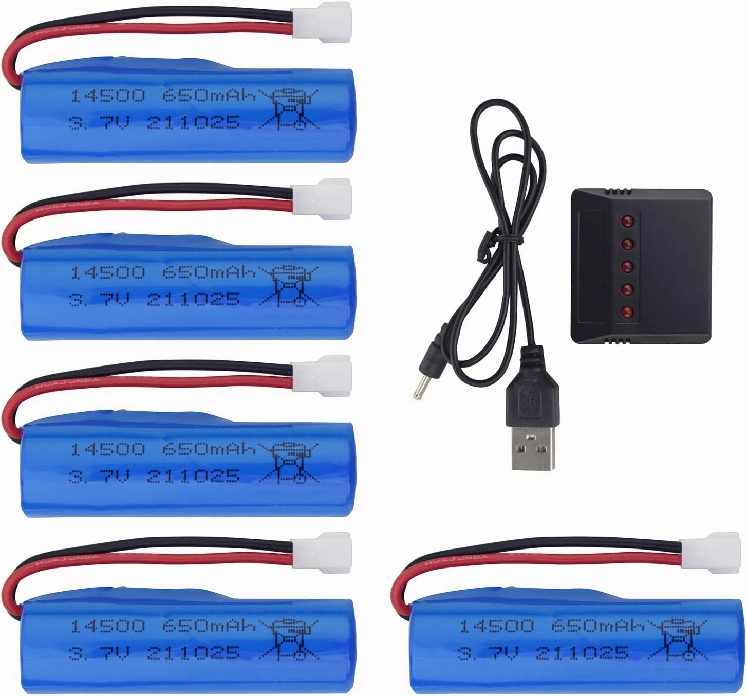 Accessory 5PCS 3.7V 650mAh Lithium Battery with 5-in-1 Charger for SYMA Q9 H126 H131 H118 RH701 Remote Control Boat High Speed Boat Toy Electric Boat Water Boat Model Ship Battery