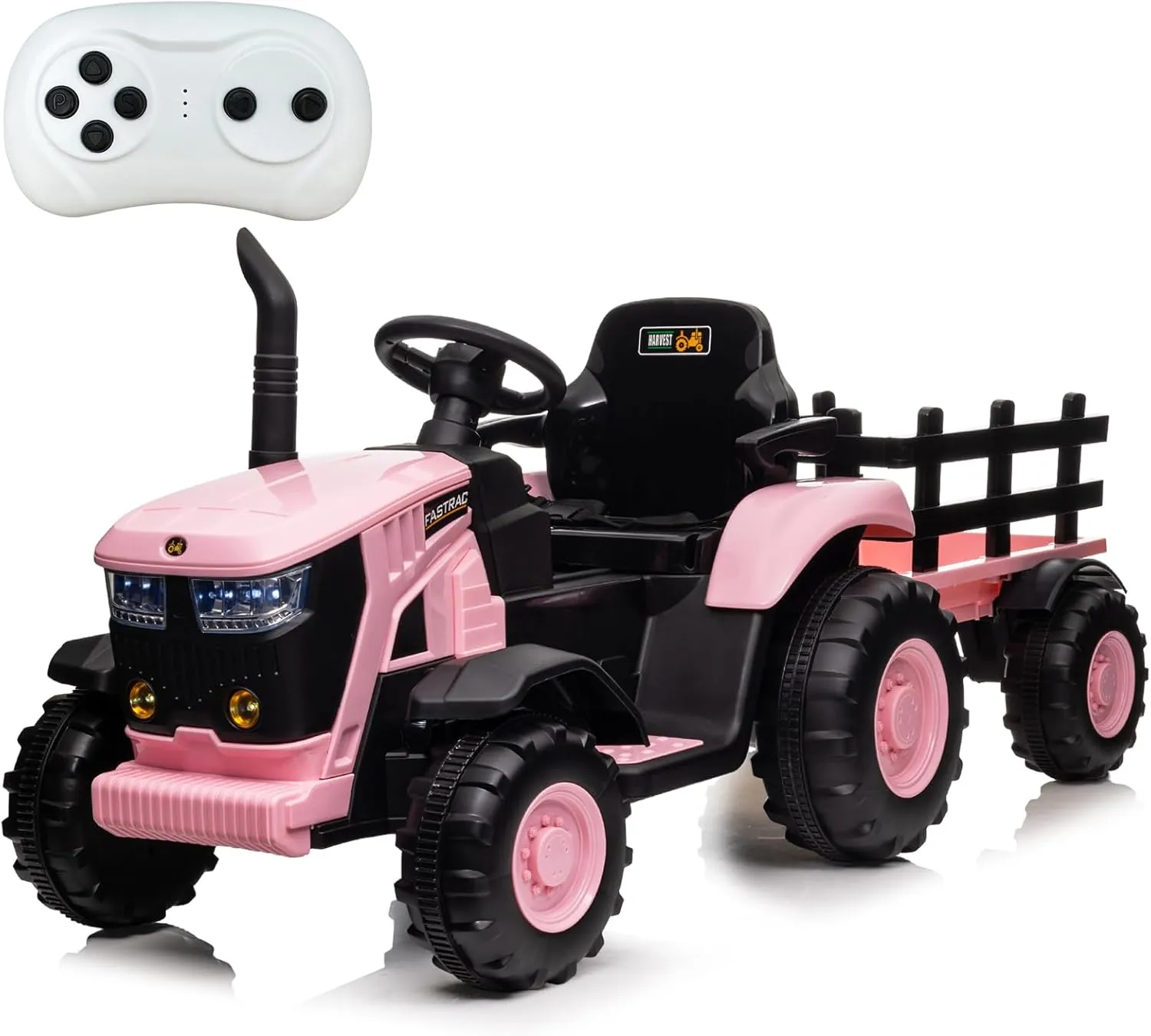 Acekool Kids ATV Ride on Toy 12V 4 Wheeler Battery Powered Quad Toy Vehicle with Music, Horn, High Low Speeds, LED Lights, Electric Ride On Toy, Soft Start, for Boys & Girls Gift, Pink