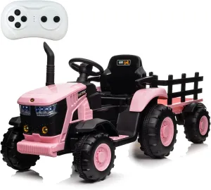 Acekool Kids ATV Ride on Toy 12V 4 Wheeler Battery Powered Quad Toy Vehicle with Music, Horn, High Low Speeds, LED Lights, Electric Ride On Toy, Soft Start, for Boys & Girls Gift, Pink