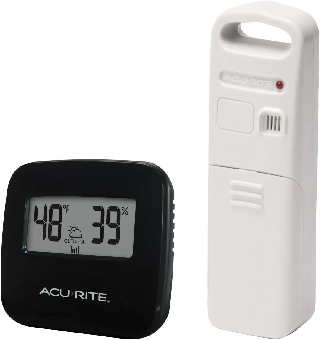 AcuRite 02097M Wireless Indoor/Outdoor Thermometer with Humidity Sensor , Black