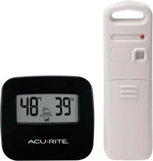 AcuRite 02097M Wireless Indoor/Outdoor Thermometer with Humidity Sensor , Black